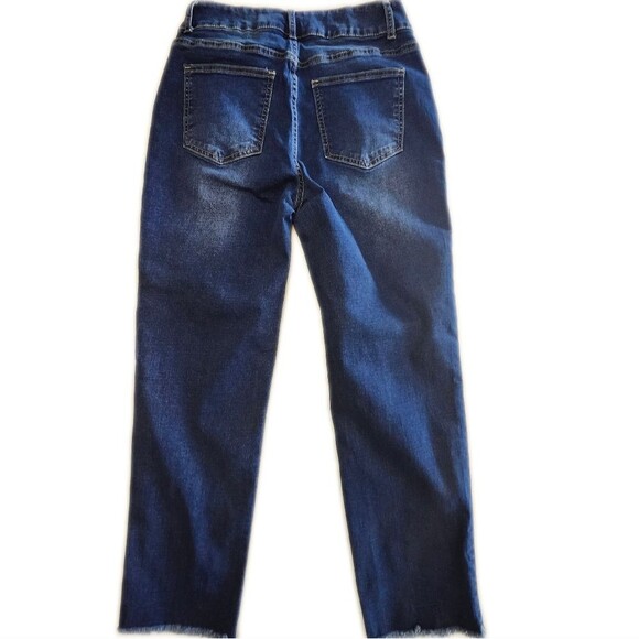 Amazon Straight Jeans, High Waist, Zip & Double Button, Dark Wash, Rough Hem, 8 - Picture 3 of 12